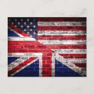 American and British flag. Postcard