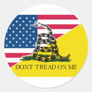 American and Gadsden Flag Classic Round Sticker
