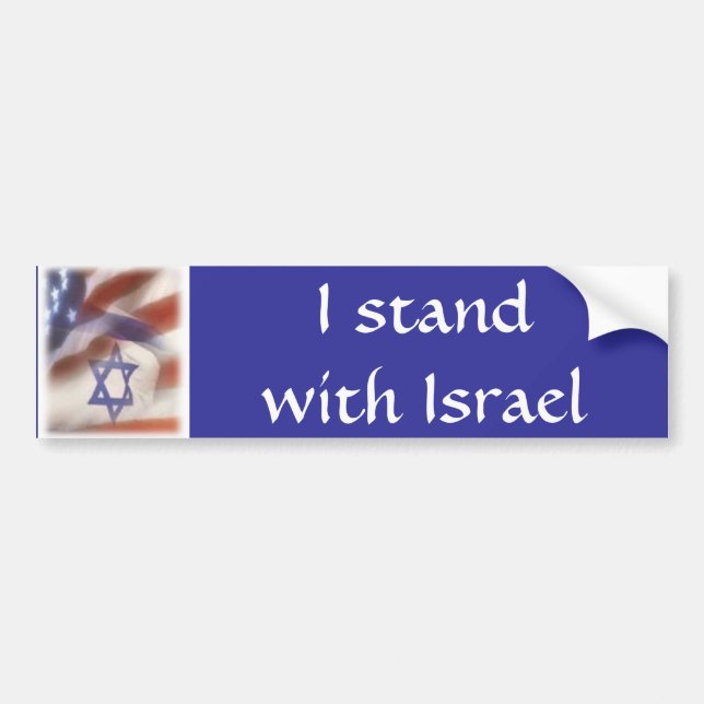 American and Israeli Flag I stand with Israel Bumper Sticker (Front)