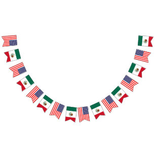 American and Mexican international wedding party Bunting