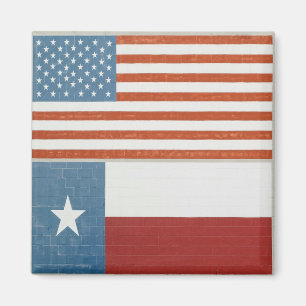 American and Texas Flag USA Red White and Blue Magnet