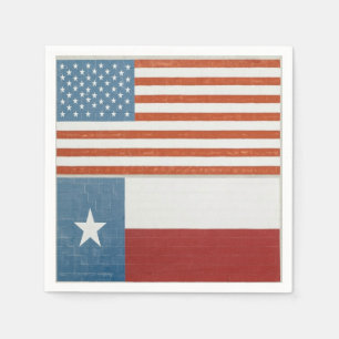 American and Texas Flag USA Red White and Blue Napkin
