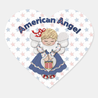 American Angel Heart Sticker