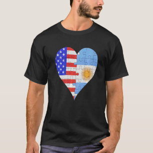 American Argentinian Flag Heart T-Shirt