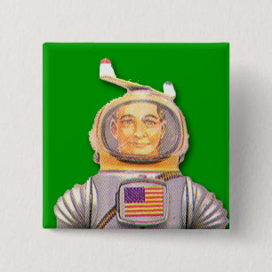 American Astronaut Toy Robot Square Button