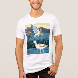 American Avocet in the Great Salt Lake in Utah WPA Tri-Blend Shirt