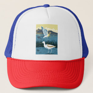 American Avocet in the Great Salt Lake in Utah WPA Trucker Hat