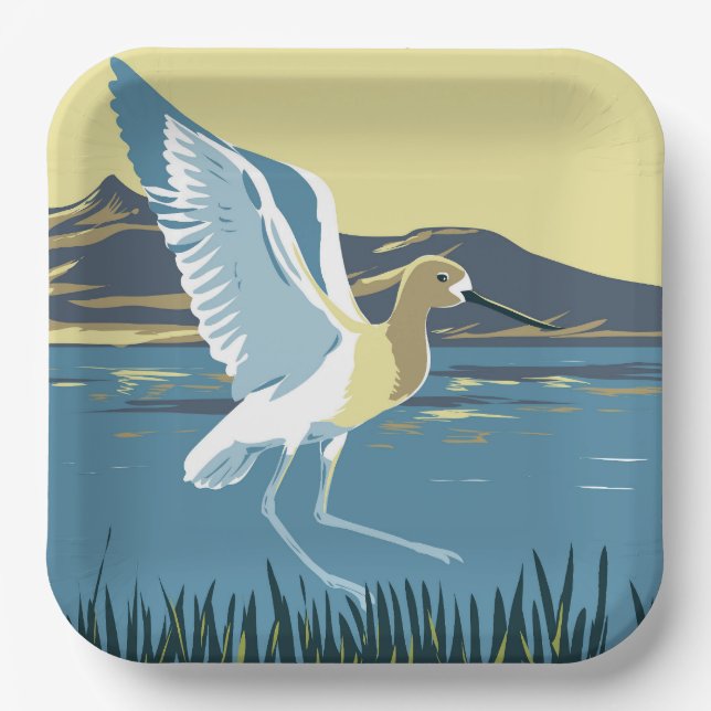 American Avocet Paper Plate (Front)
