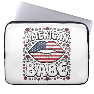 American Babe Patriotic Vintage Engraving Design_1 Laptop Sleeve