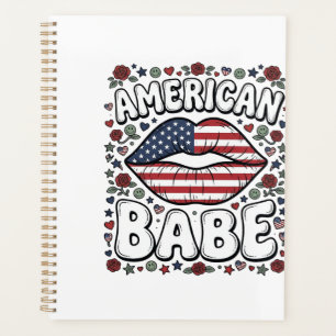 American Babe Patriotic Vintage Engraving Design_1 Planner