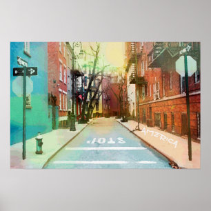 American Backstreets Scene Urban Pop Art Poster