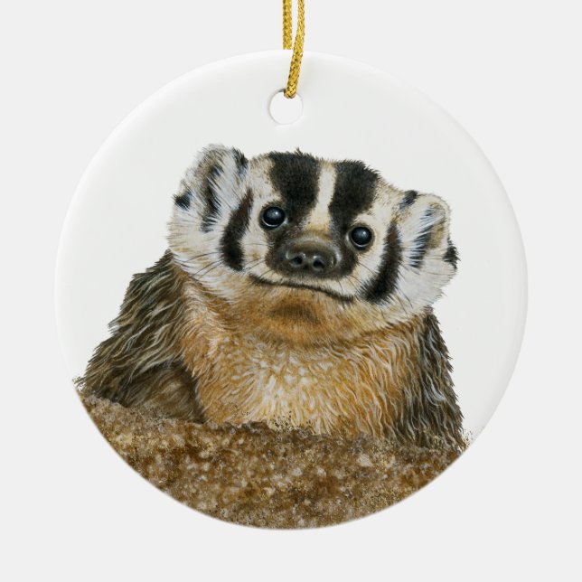 American Badger Ceramic Ornament (Front)