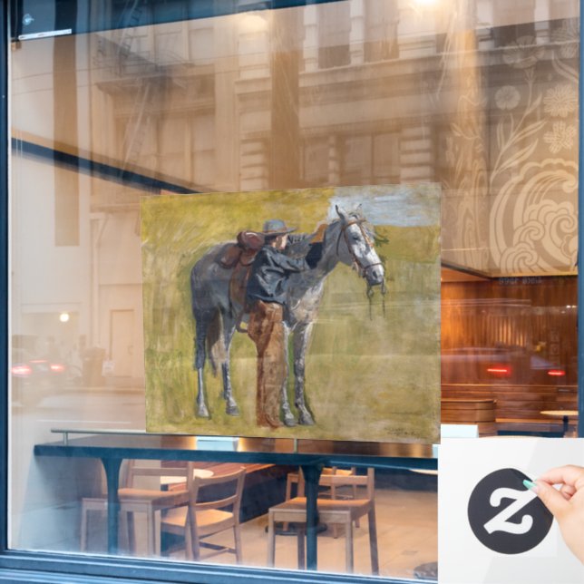 American Badlands: Old West Cowboy with Horse (Cafe Window)
