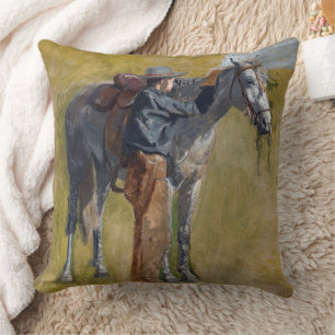 American Badlands: Old West Cowboy with Horse Cushion