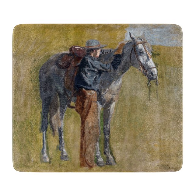 American Badlands: Old West Cowboy with Horse Cutting Board (Front)