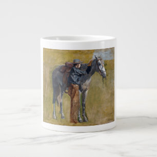 American Badlands: Old West Cowboy with Horse Large Coffee Mug