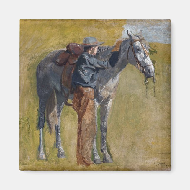 American Badlands: Old West Cowboy with Horse Magnet (Front)