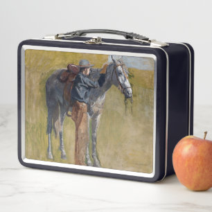 American Badlands: Old West Cowboy with Horse Metal Lunch Box