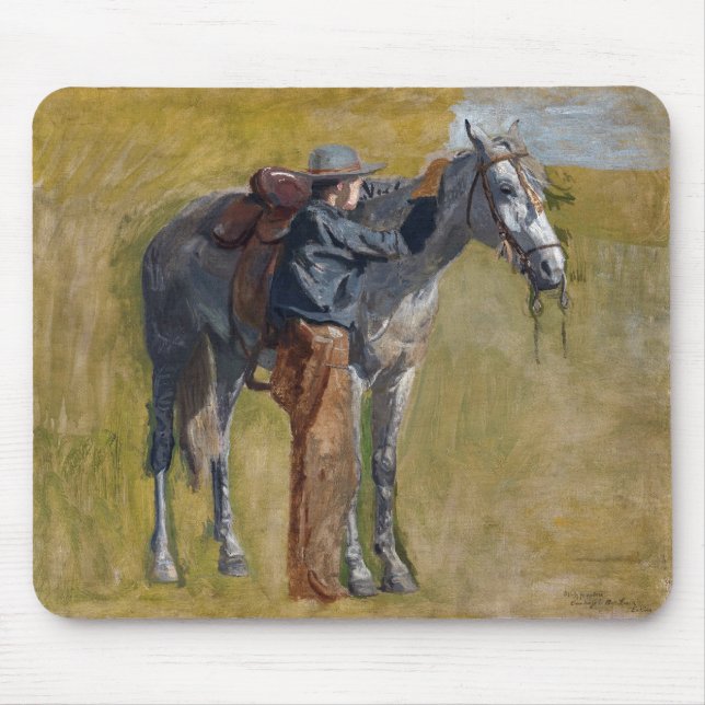 American Badlands: Old West Cowboy with Horse Mouse Pad (Front)