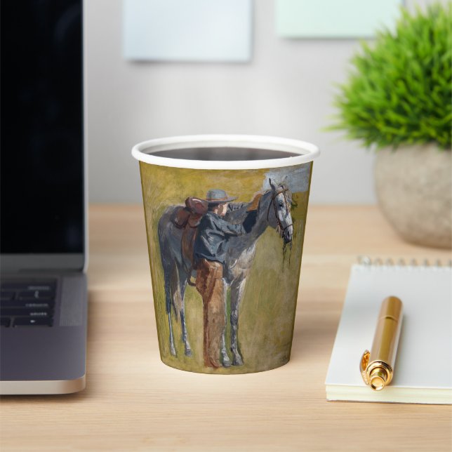 American Badlands: Old West Cowboy with Horse Paper Cups (Insitu)