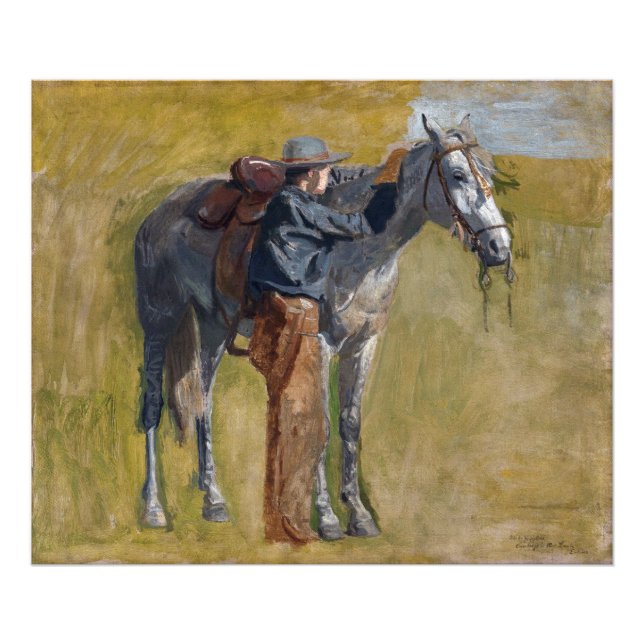 American Badlands: Old West Cowboy with Horse Photo Print (Front)