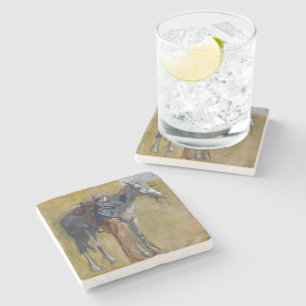 American Badlands: Old West Cowboy with Horse Stone Coaster