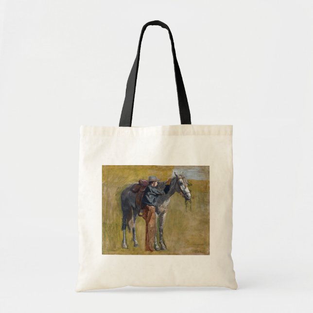 American Badlands: Old West Cowboy with Horse Tote Bag (Front)