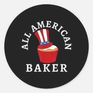 American Baker Patriotic 4th Of July Usa Cupcake B Classic Round Sticker