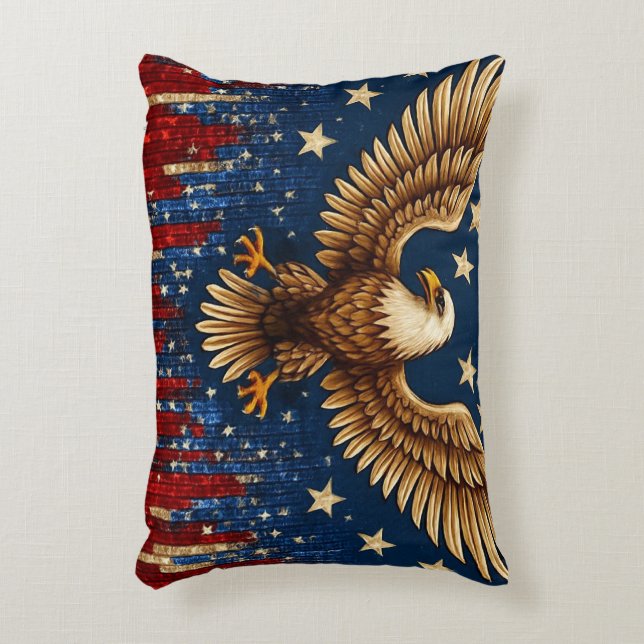 “American Bald Eagle Accent Pillow – Patriotic Fla (Front(Vertical))
