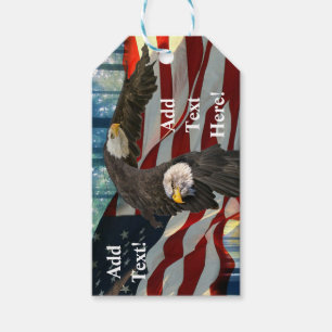 American Bald Eagle American Flag Gift Tags