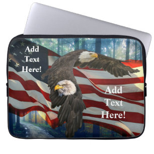 American Bald Eagle American Flag Laptop Sleeve
