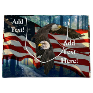 American Bald Eagle American Flag Large Gift Bag
