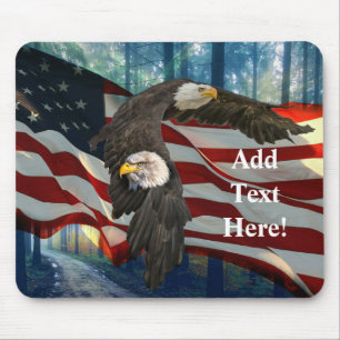 American Bald Eagle American Flag Mouse Pad