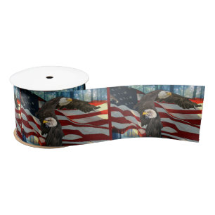 American Bald Eagle American Flag Satin Ribbon