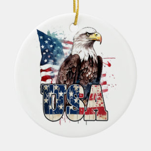 American Bald Eagle America's 250th Birthday Ceramic Ornament