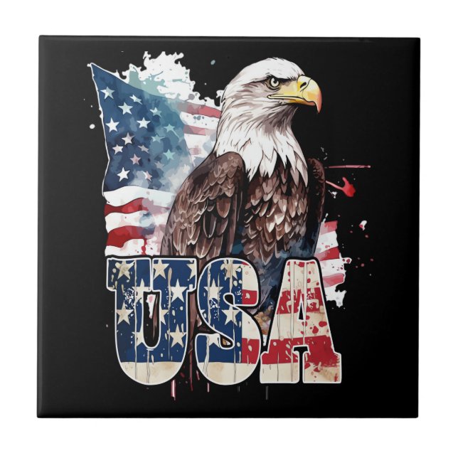 American Bald Eagle America's 250th Birthday Ceramic Tile (Front)