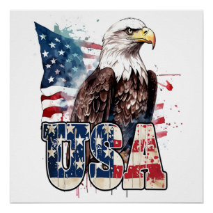 American Bald Eagle America's 250th Birthday Poster