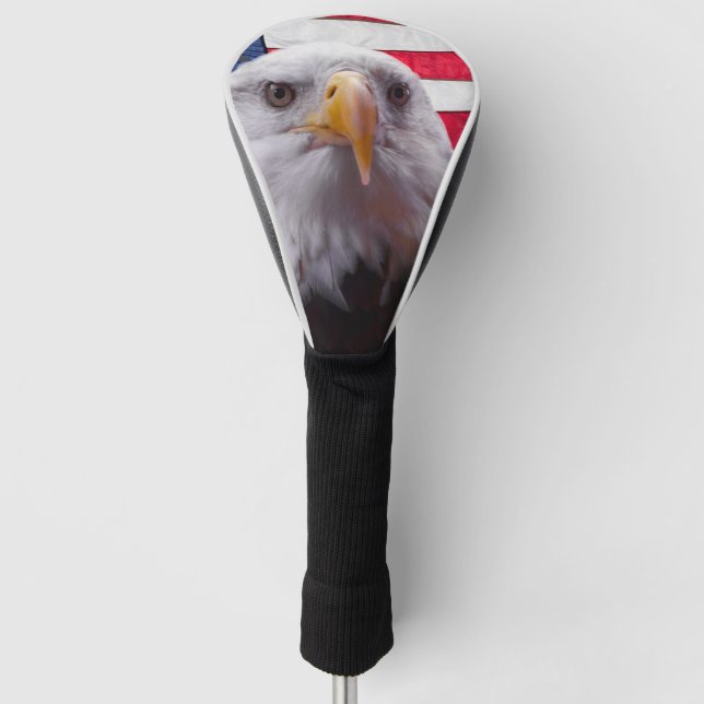 American Bald eagle and American Flag Golf Head Cover (Front)