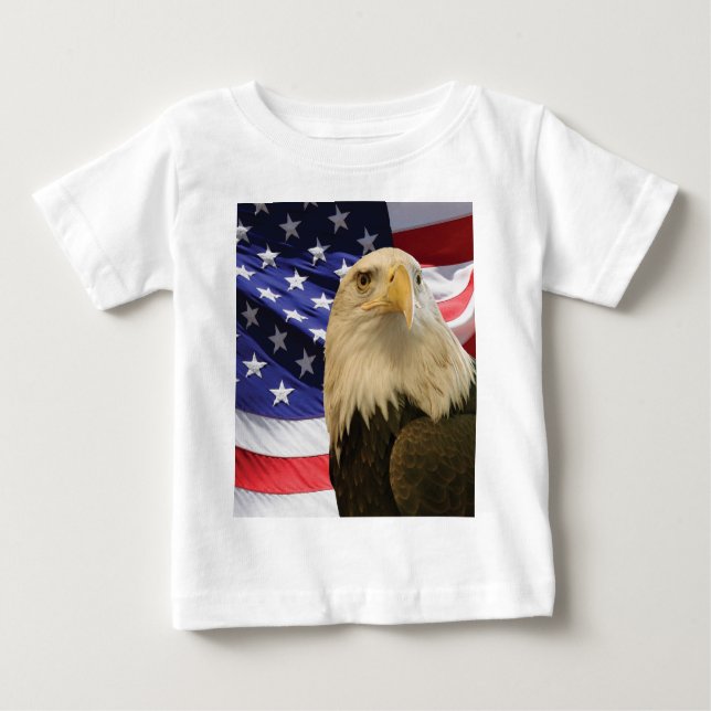 American Bald Eagle and Flag Baby T-Shirt (Front)