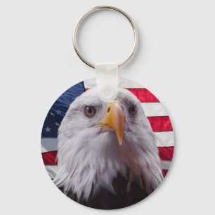 American Bald eagle and Flag Key Ring