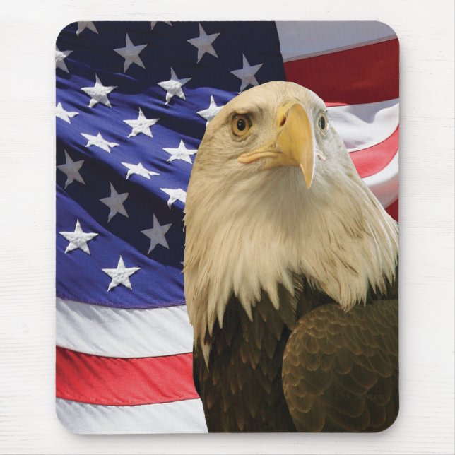 American Bald Eagle and Flag Mouse Pad (Front)