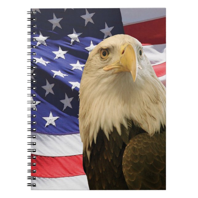 American Bald Eagle and Flag Notebook (Front)