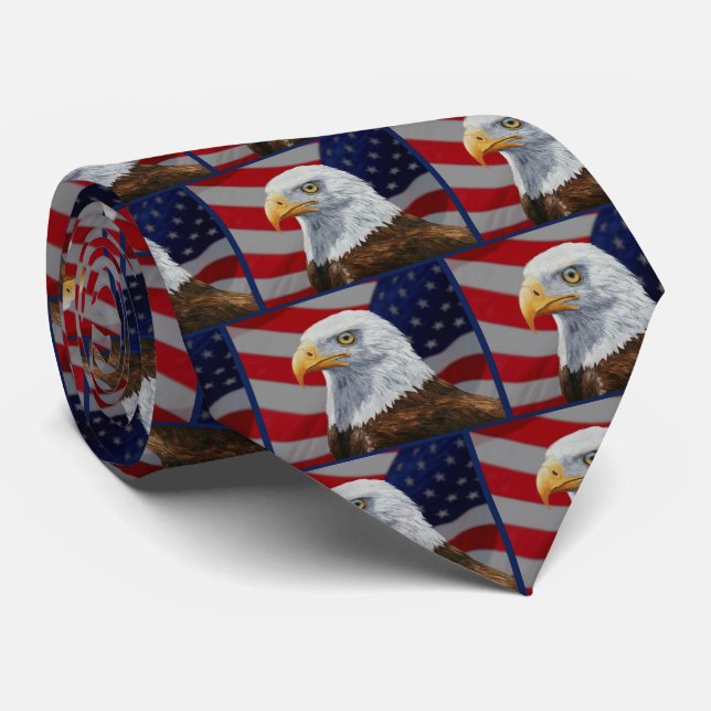 American Bald Eagle and Flag Tie (Rolled)