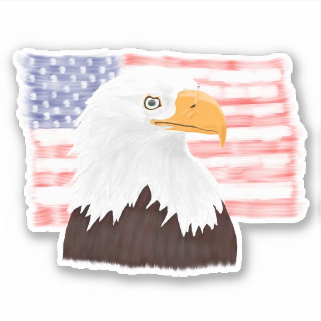 American Bald Eagle and Flag - transparent. (Front)