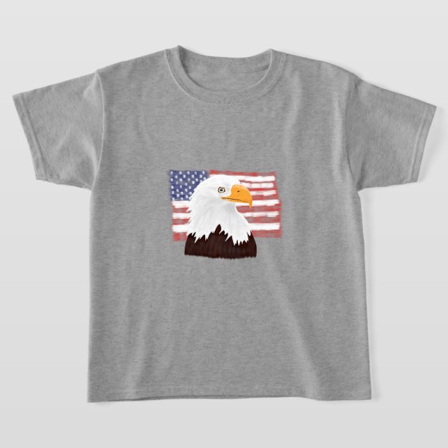 American Bald Eagle and Flag - transparent. T-Shirt (Laydown)