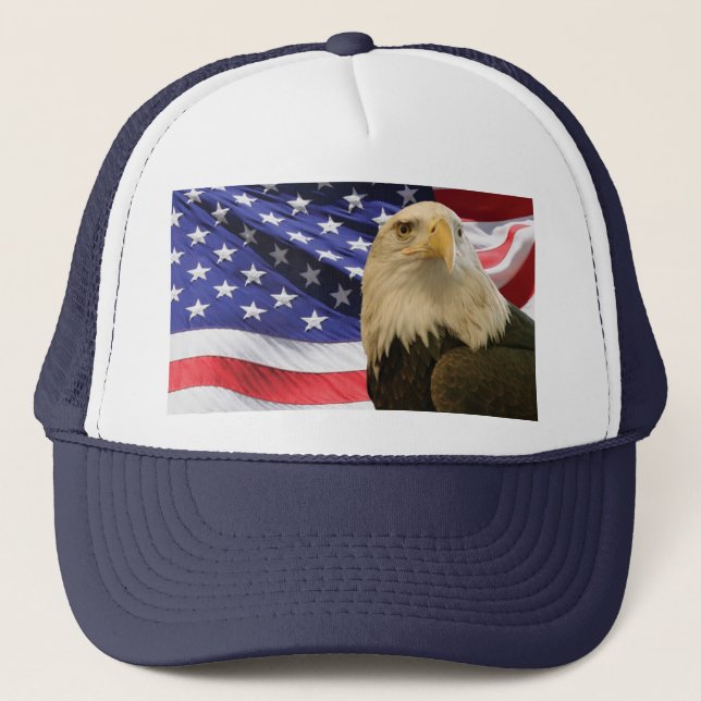 American Bald Eagle and Flag Trucker Hat (Front)