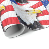 American Bald Eagle and Flag Wrapping Paper (Roll Corner)