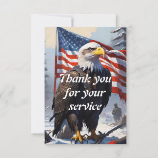 American Bald Eagle and the American Flag Thank You Card
