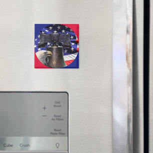 American Bald Eagle, Bell and Flag Magnet