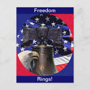 American Bald Eagle, Bell and Flag Postcard